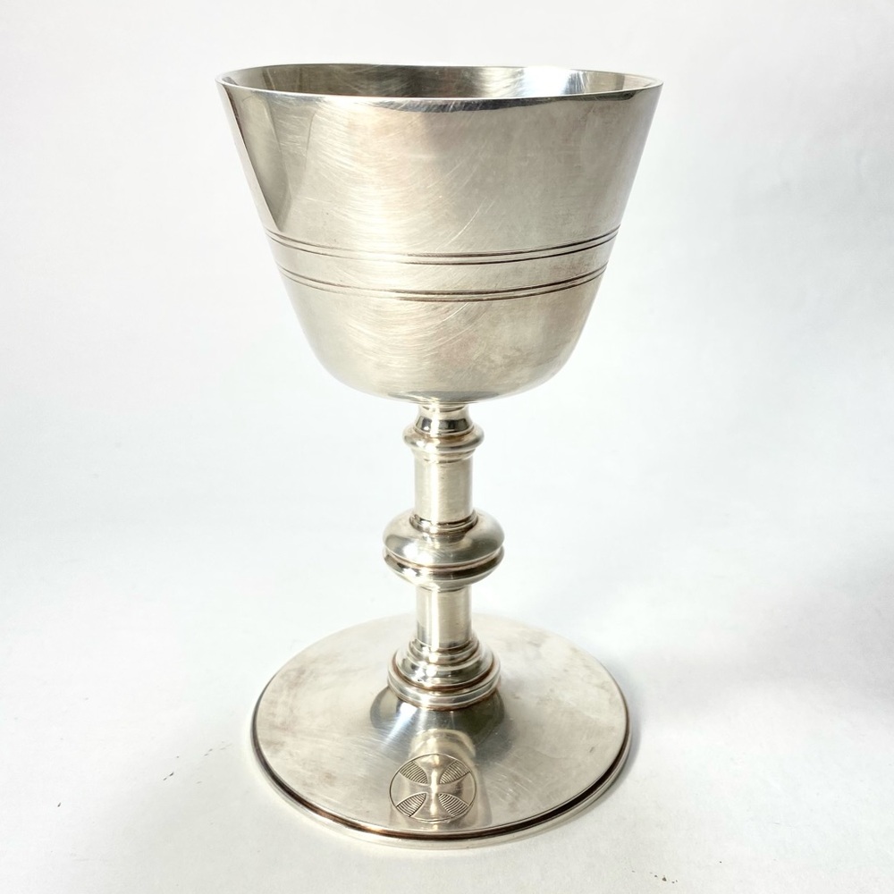 Antique Silver Plated ? Chalice Religious Cross Marked Hallmarks on Bottom